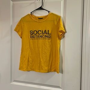 Yellow Shein Large (8-10) Social Distancing Graphic Tee